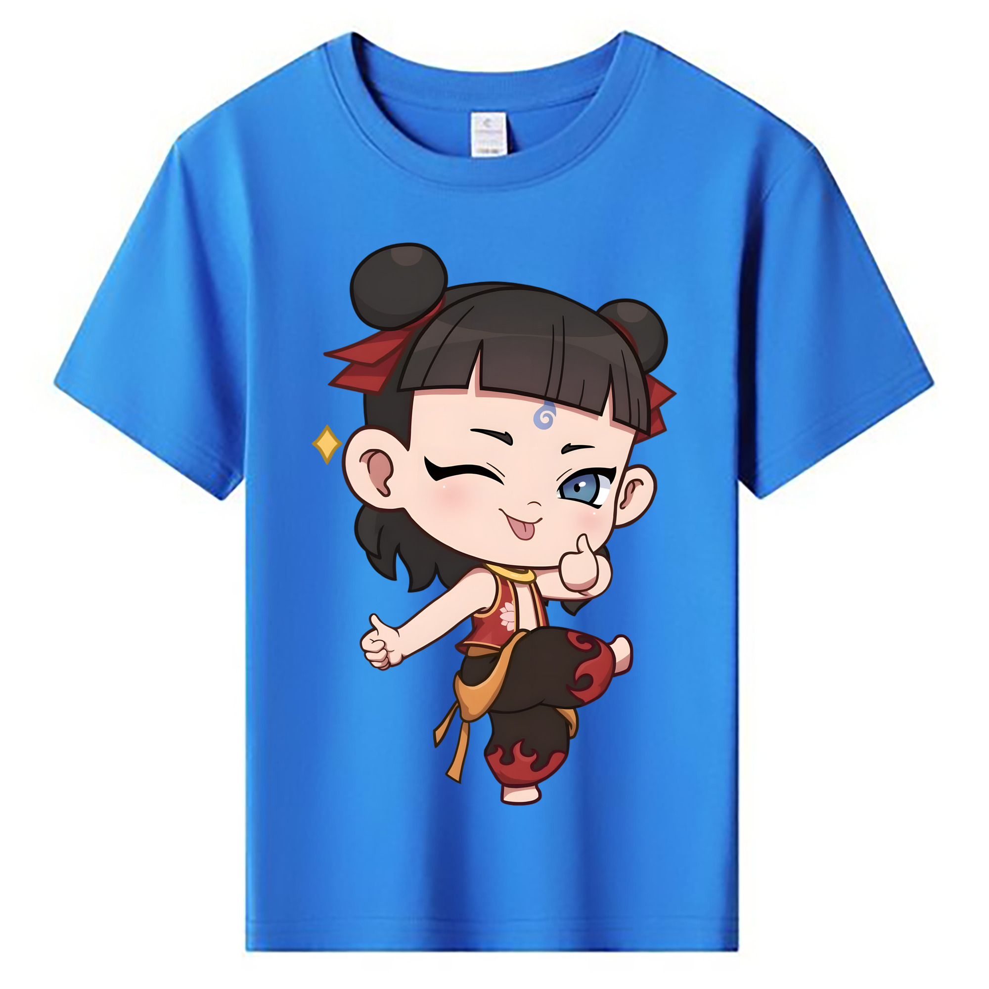 （画像用） Ne Zha 2 ナタ 魔童の大暴れ 綿100％キッズTシャツ（フロントプリント）